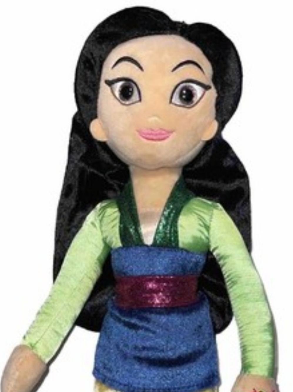 Disney Mulan Plush Doll - Black Hair, Green, Blue, Purple, Pink